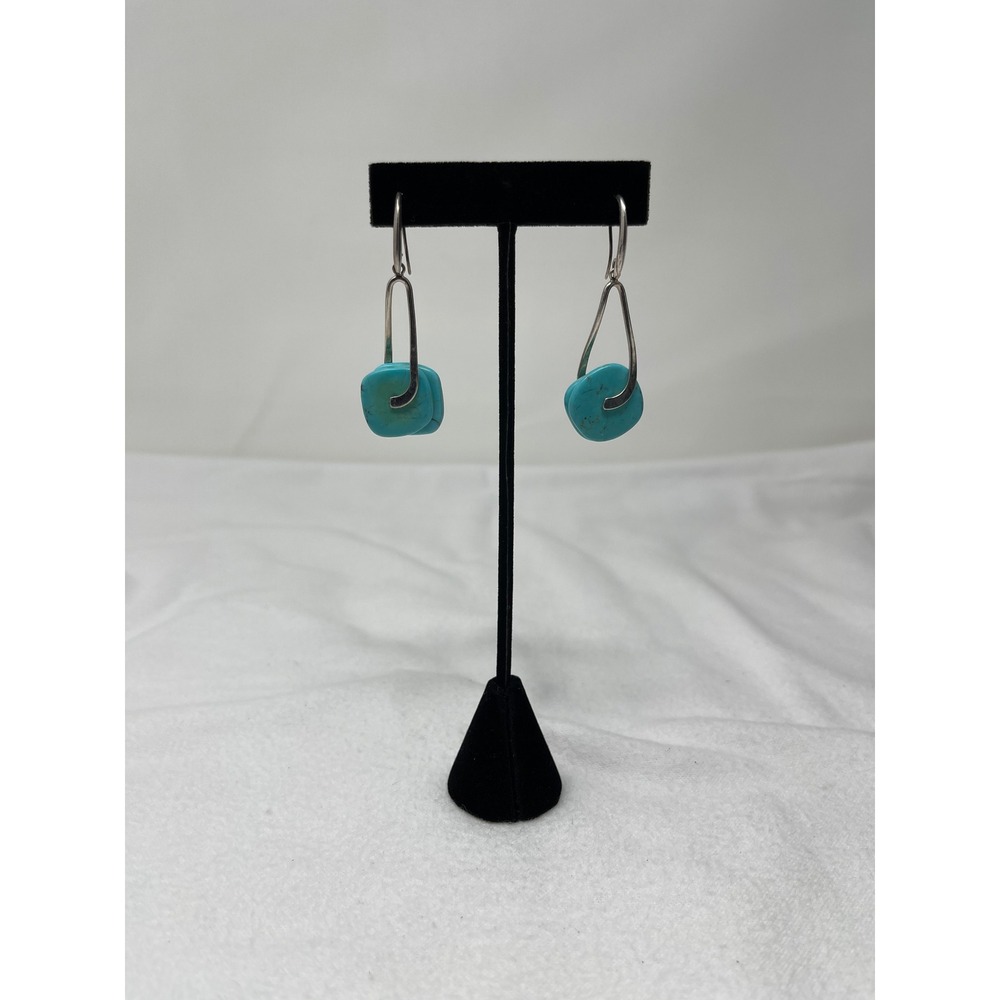Unbranded Turquoise Drop Earrings Women OS Blue Excellent Silver-Tone Dangle